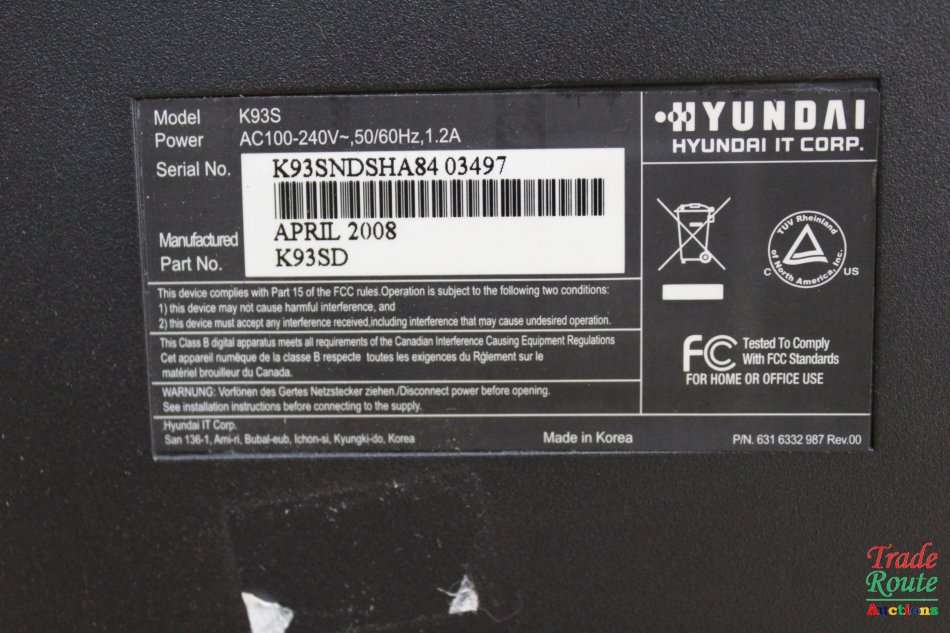 HYUNDAI K93S Monitor - Hyundai K93S - LCD Monitor - 19` 1280 x 1024