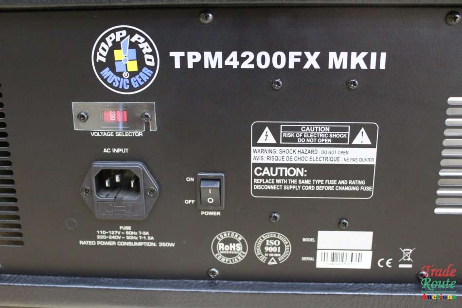 TOPP PRO MUSIC GEAR GIG TPM 4200 FX MK II MIXER COMBO WITH 2 SPEAKERS  Power  200 W (2100W)