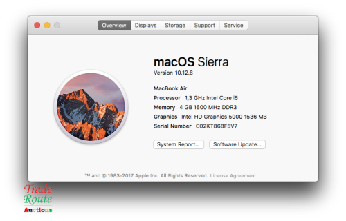 MacBook Air 13.3-inch | Core i5 1.3GHz | 4GB RAM | 256GB SSD DRIVE **  MID 2013***