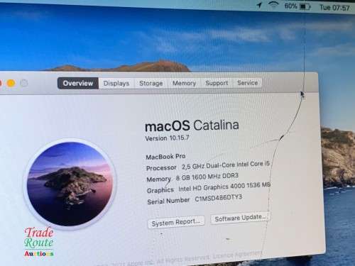 MacBook Pro 13.3-inch | Core i5 2.5GHz | 8GB RAM | 500GB HDD | Apple Laptop [CRACKED OUTER GLASS]