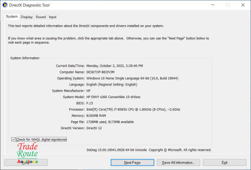 HP Probook x360 Convertible 15-dr0xxx TouchScreen Laptop - Core i7 8565 1.80GHz 8GB RAM 512GB SSD