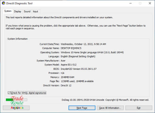 Acer Aspire ES 15 (MODEL ES1-512) 15.6inch Laptop