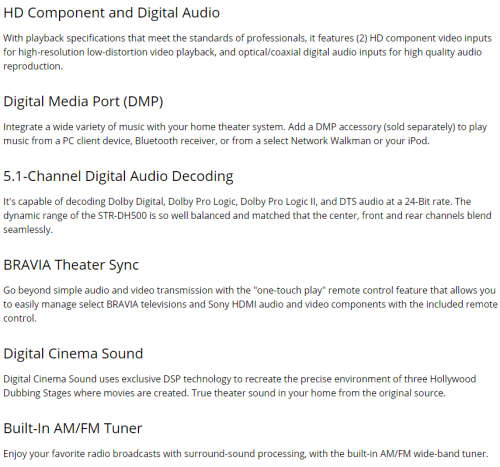 Sony STR-DH500 5.1-Channel Home Theater A/V Receiver