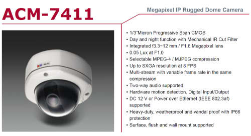 ACTi ACM-7411 1.3MP Outdoor Dome IP Security Camera - IP CAMERA