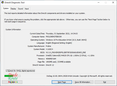 Proline V1165C4 Celeron N4020 4GB 500GB HDD 11 Inch Notebook [ PRE-OWNED ]