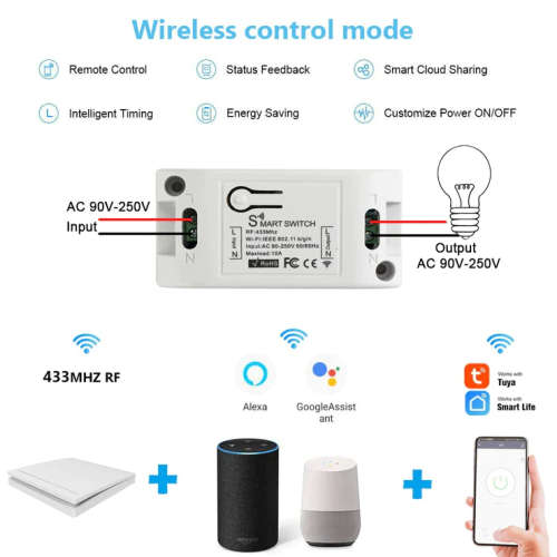 Smart WiFi Switch Wireless Smart Life - Turn your lights/devices on and off with your Phones WiFi