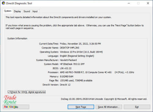 HP EliteDesk 705 G1 SFF Desktop Computer | AMD A8 PRO 7600B R7 3.1GHZ | 8GB RAM | 500GB HDD