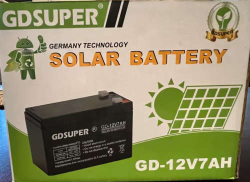 12 Volts 7 Amps SOLAR Battery - GD SUPER 12V 7A for Alarms, Gate, UPS