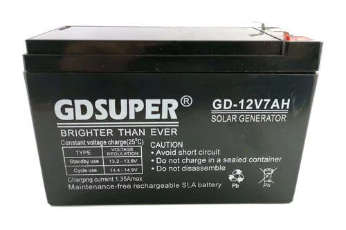 12 Volts 7 Amps SOLAR Battery - GD SUPER 12V 7A for Alarms, Gate, UPS