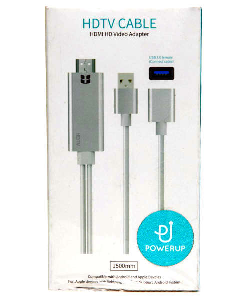 PowerUp USB to HDMI Digital converter Cable - ScreenShare Apple or Android phone Tablet to TV