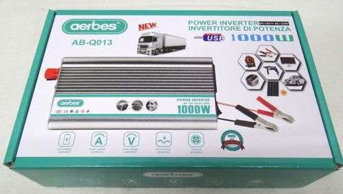 1000watts 12V DC to 230V AC Inverter - Aerbes AB-Q013  Can connect to Gel, Deep Cycle Batteries