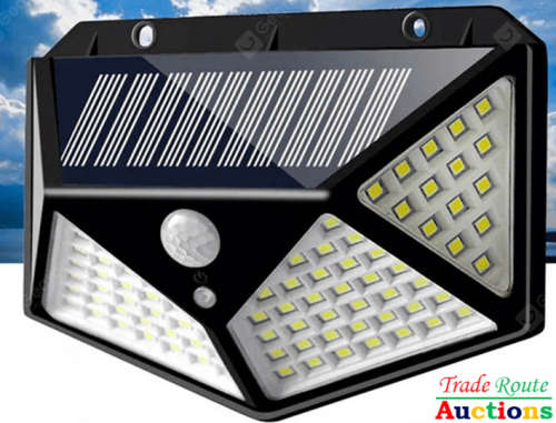 TWIN PACK  (2 X Pcs) 100 LED Solar Powered Wall Lamp with Motion Sensor with Built in Li-ion Battery