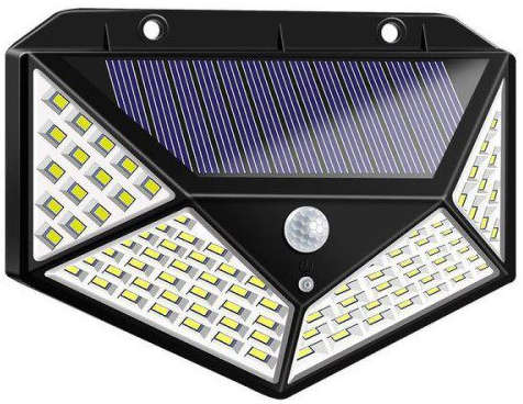 100 LED Solar Powered Wall Lamp with Motion Sensor with Built in Li-ion Battery