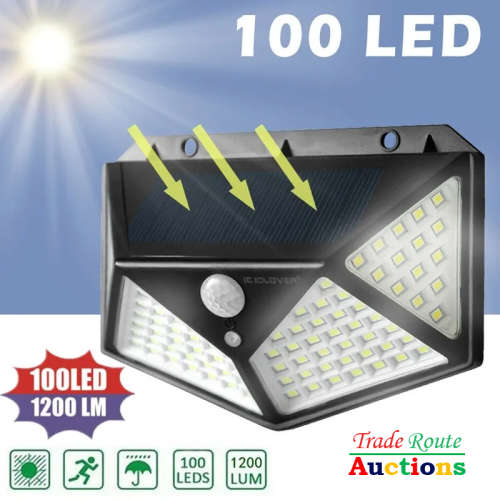 TWIN PACK  (2 X Pcs) 100 LED Solar Powered Wall Lamp with Motion Sensor with Built in Li-ion Battery