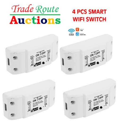 [ FOUR PACK - 4PCS ] Wireless WiFi Smart Switch Wifi Tuya Smartlife Compatible Smart Home Automation
