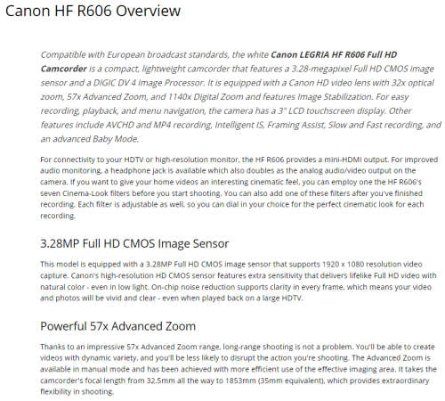 Canon LEGRIA HF R606 Full HD Camcorder (PAL, White)