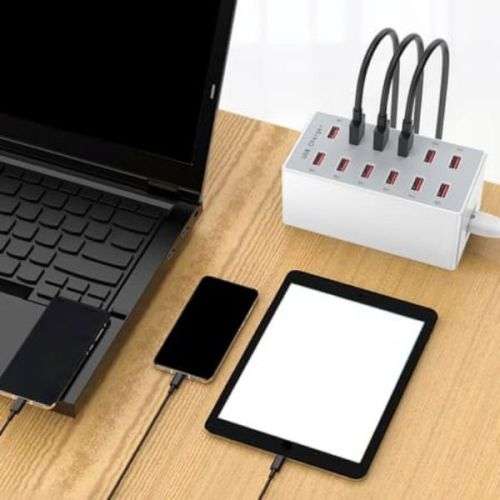 12 Port USB Charging Station Multi USB Charger Adapter Fast & Light Weight 60W 2.4A / 1A