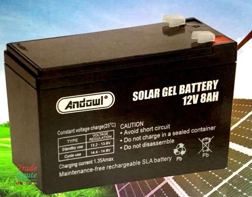 12V 8AH Solar GEL Battery 12Volts 8Amps  - for Alarms, Gate, UPS, CCTV, Security Systems