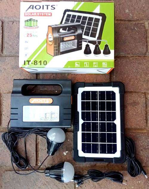 AOITS Multifunction Solar Lighting Kit PowerBank USB Charging Solar Panel  3 X LED Lights