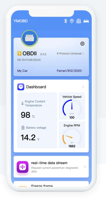 mini 12V Car OBD2 CAN BUS Diagnostic Scanner Tool with Bluetooth Function OBDII YMOBD APP compatible