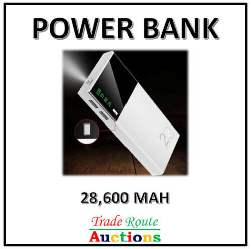 Power Bank with LED Flashlight 2 USB Charging ports 28600mah