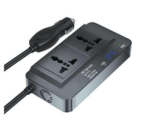 300W DC 12V to 220V AC Car Power Inverter, 2XUSB 1XType-C Ports Charger Adapter Automobile Inverter