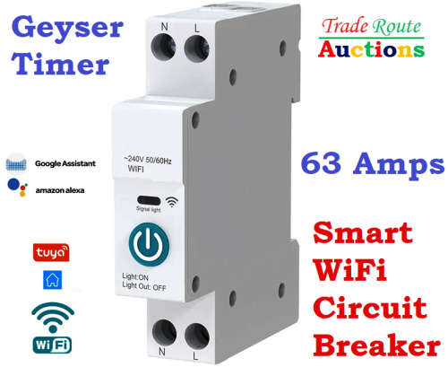 Wireless WiFi Smart WiFi Geyser timer switch - Smart Life/Tuya app 63A WiFi Smart Circuit Breaker