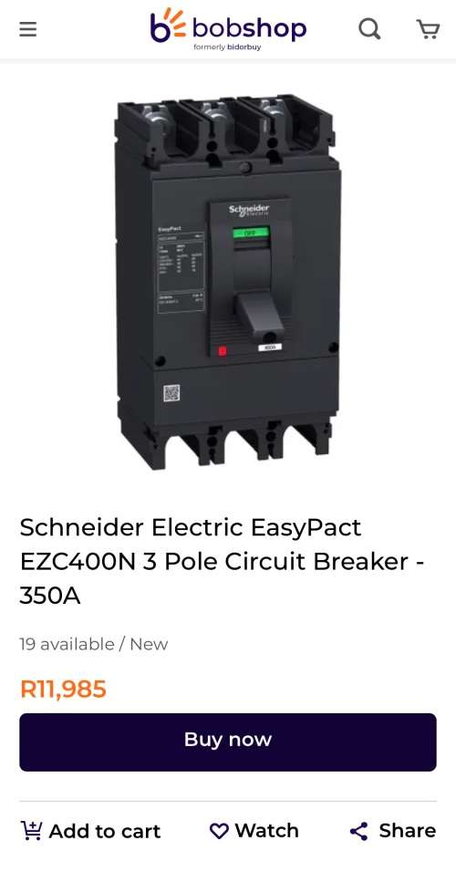 Schneider Easypact CVS400F Industrial Circuit Breaker 400A 36KA - 400 Amps 3 Phase * R 7500-00 value