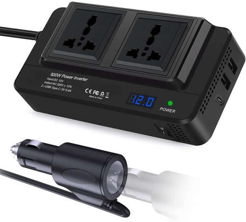 300W DC 12V to 220V AC Car Power Inverter, 2XUSB 1XType-C Ports Charger Adapter Automobile Inverter