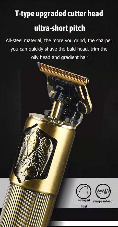 LCD Display Electric Hair Clipper Rechargeable Hair Clipper Gold