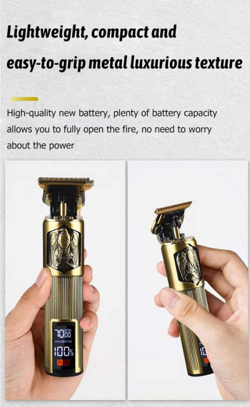 LCD Display Electric Hair Clipper Rechargeable Hair Clipper Gold