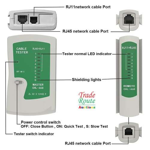 Network Cable Tester Dual Use Battery Operated RJ45 and RJ11