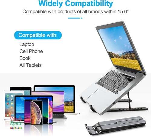 Laptop Foldable Notebook Stand, Portable Computer Mount Stand with 6 Levels of Height Adjustment