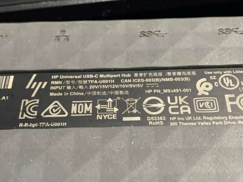 HP Universal USB-C Multiport Hub - Docking Station [ NO POWER ADAPTER ]