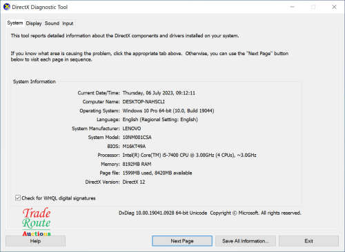 LENOVO V520S Tower Desktop PC Computer |  CORE i5 7400 7th Gen 3.0GHz | 8GB RAM |  1TB HDD