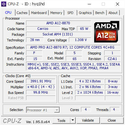 HP EliteDesk 705 G3 SFF PC AMD 7th Gen A12-8870 R7 Barebone PC [no HDD & no RAM]