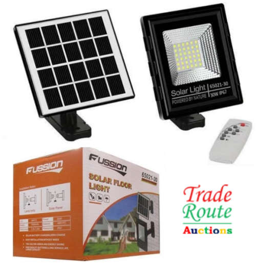 Solar Flood Light 30W (Fussion 65021-30) including Solar Panel & Remote