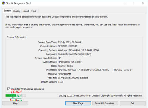 HP EliteDesk 705 G3 SFF SMALL FORM FACTOR PC - AMD 7th Gen A8-9600 R7 - 4GB RAM 1TB HDD