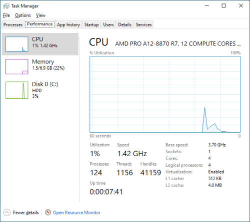 HP EliteDesk 705 G3 SFF Desktop Computer | AMD PRO A12 8870 R7 3.7GHZ  | 8GB RAM | 500GB HDD