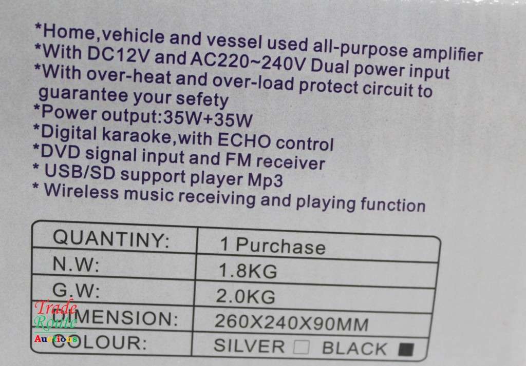 AFR Digital Audio Amplifier AMP-511 FM RADIO - USB - SD CARD - 12V DC / 220V AC