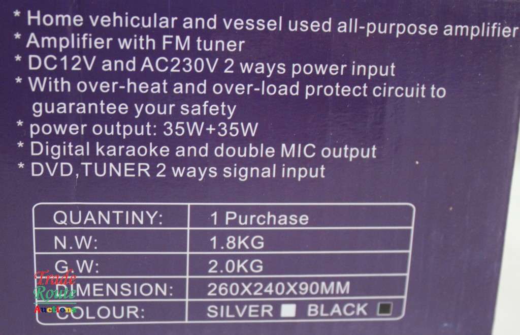 AFR Digital Audio Amplifier AMP-525 FM RADIO - USB - SD CARD - 12V DC / 220V AC