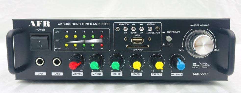 AFR Digital Audio Amplifier AMP-525 FM RADIO - USB - SD CARD - 12V DC / 220V AC