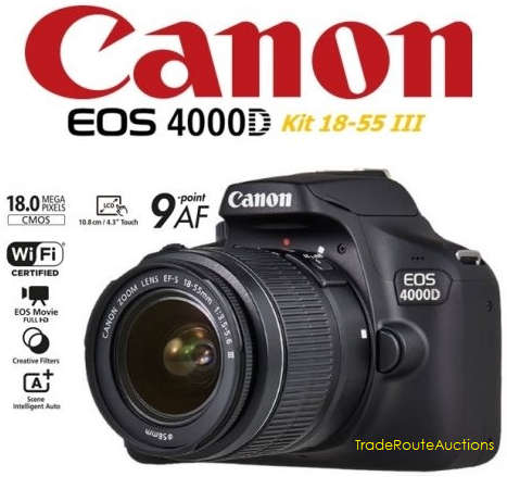 Canon 4000D DSLR Camera and EF-S 18-55 mm f/3.5-5.6 III Lens Kit + 8GB Memory Card ** R 7299 Retail