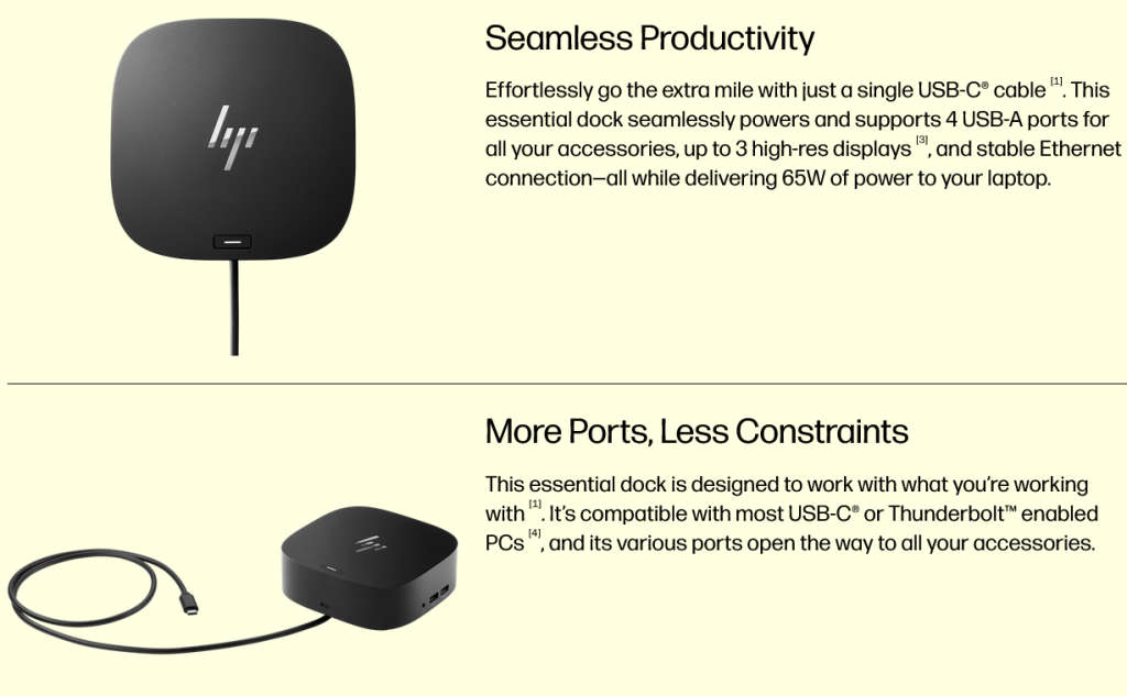 HP USB-C G5 Essential Docking Station 8-in-1 Adapter for USB-C Thunderbolt-Enabled Laptops PCs