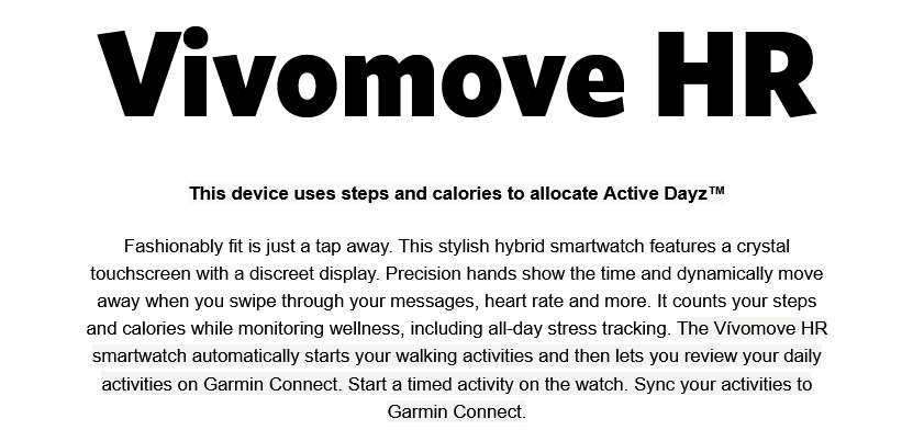 Garmin vivomove HR Hybrid Smart Watch [ BOXED ]