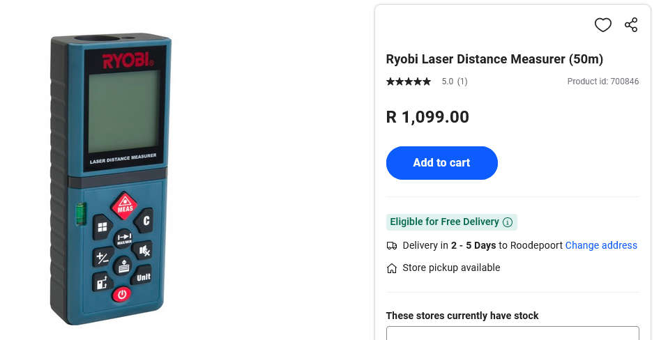 RYOBI LASER DISTANCE MEASURER LDM-52