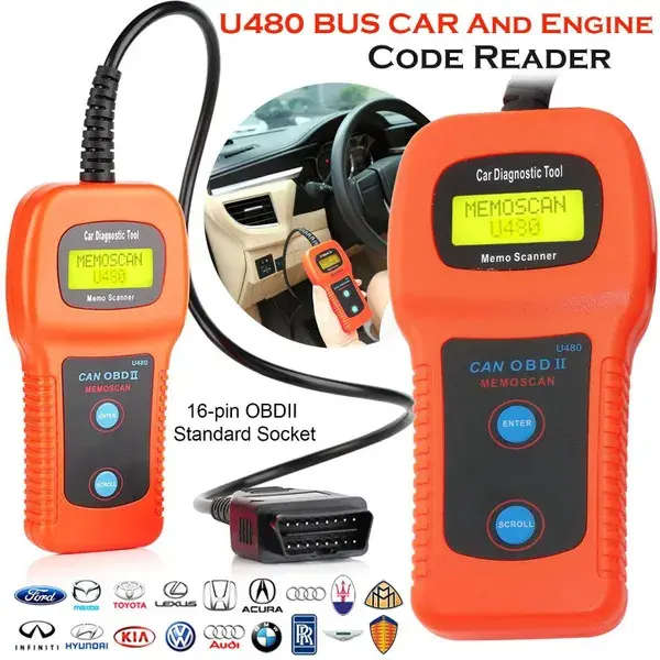 U480 Scanner CAN OBDII OBD2 Memo Engine Fault Code Reader Car Diagnostic Scanner Tool