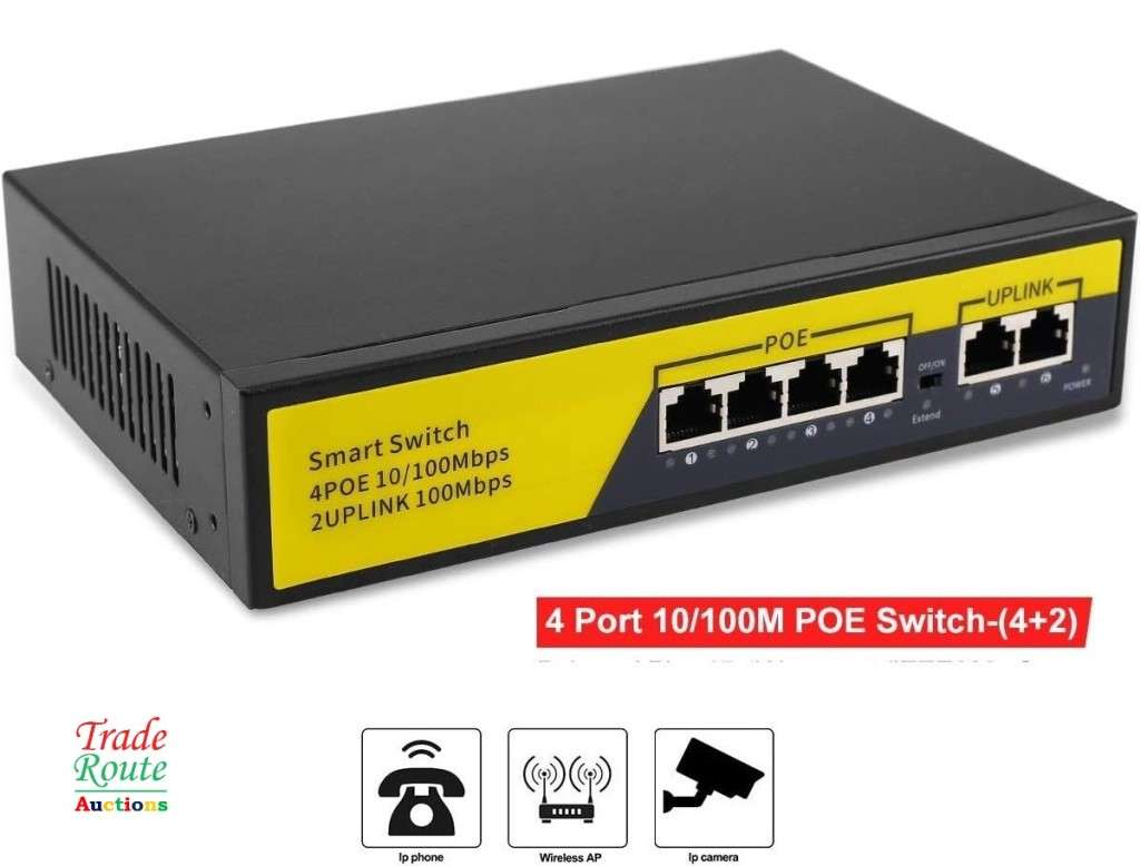 6-Port PoE Ethernet Network Switch Network Power Over Ethernet Injector  for IP Cameras NVRs Etc