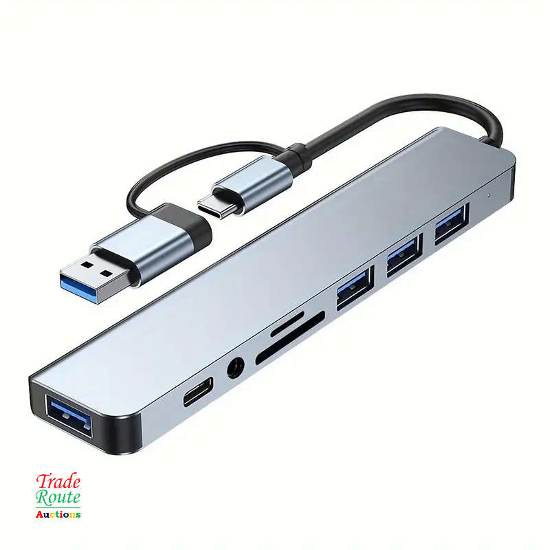 8-in-1 USB-C Adapter Hub Docking Station 8 Port HUB Card Reader TF SD Cards