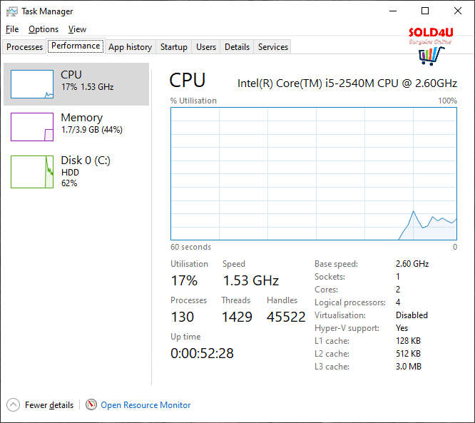 LENOVO THINKPAD X220 CORE i5 2540M 2.6GHz, 4GB RAM, 320GB HDD LAPTOP NOTEBOOK
